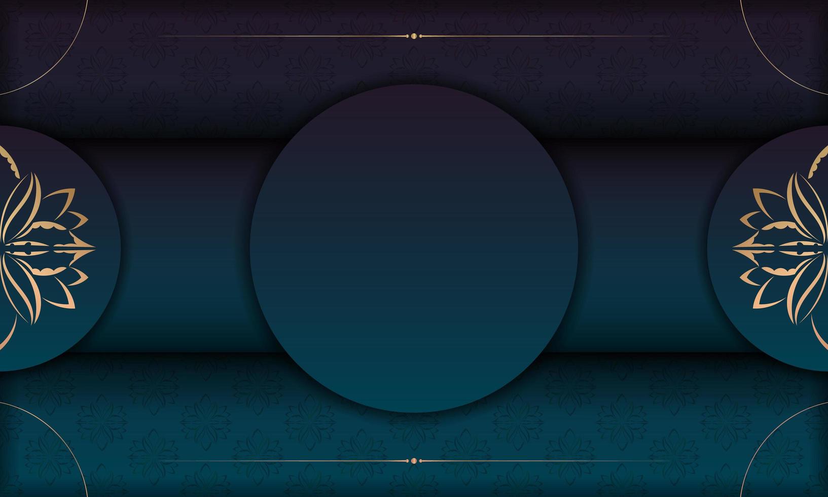 blauer Hintergrund mit Farbverlauf mit abstraktem Goldmuster und Platz unter Ihrem Logo vektor