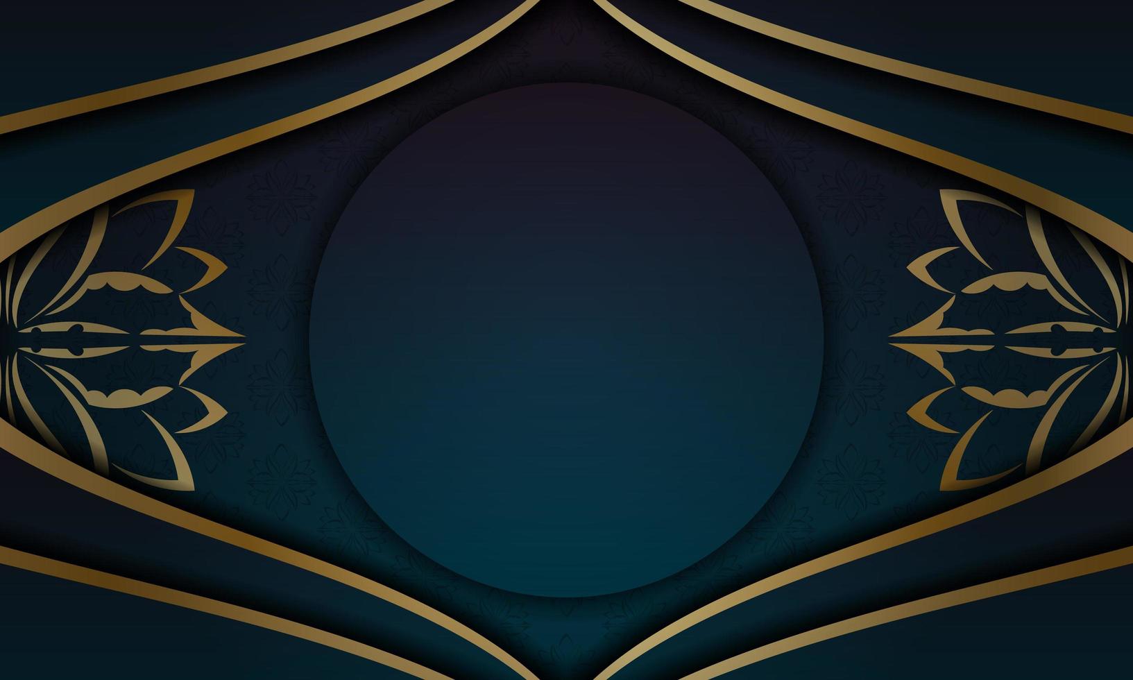 gradient blå bakgrund med grekiskt guldmönster för design under din logotyp vektor