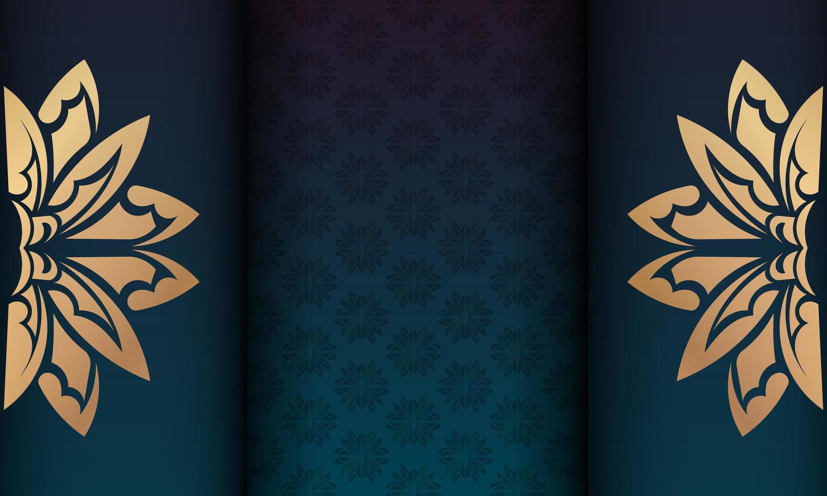 Hintergrund mit blauer Farbverlaufsfarbe mit luxuriösem goldenem Ornament für Design unter Logo oder Text vektor