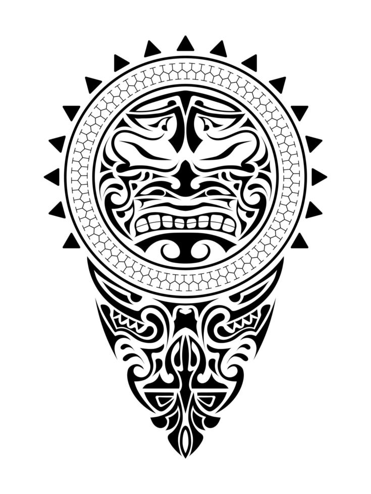 polynesisk tatuering design mask. skrämmande masker i den polynesiska infödda prydnaden. isolerade vektor illustration