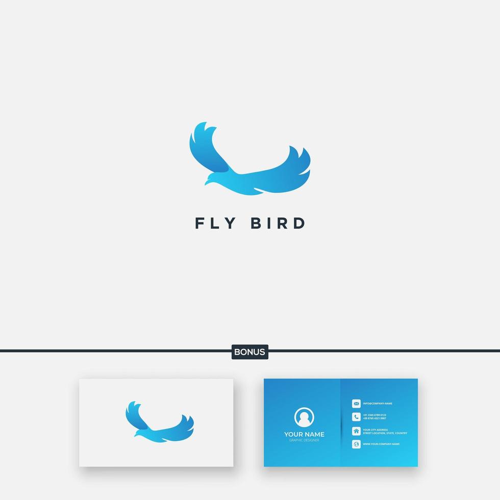 fliegender vogel blaue flügel starker logo adler vektor