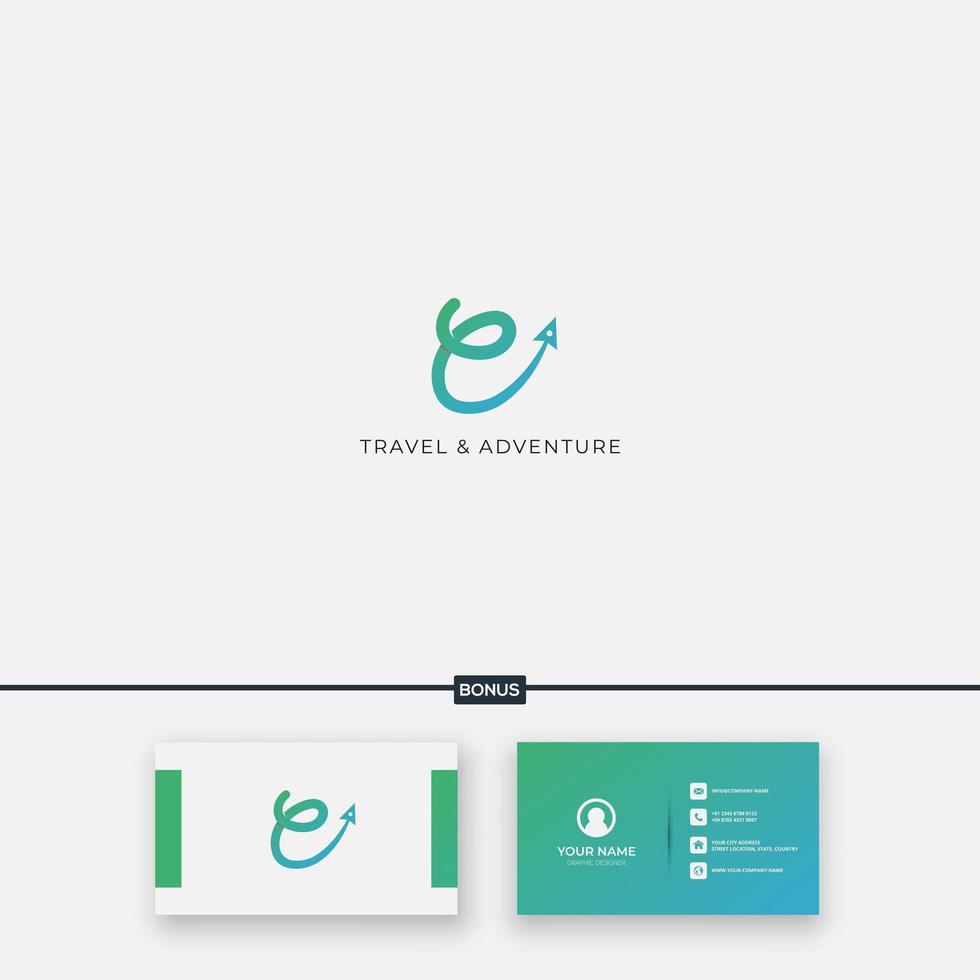 enkel bokstäver e och snabbplanslogotyp för resor vektor