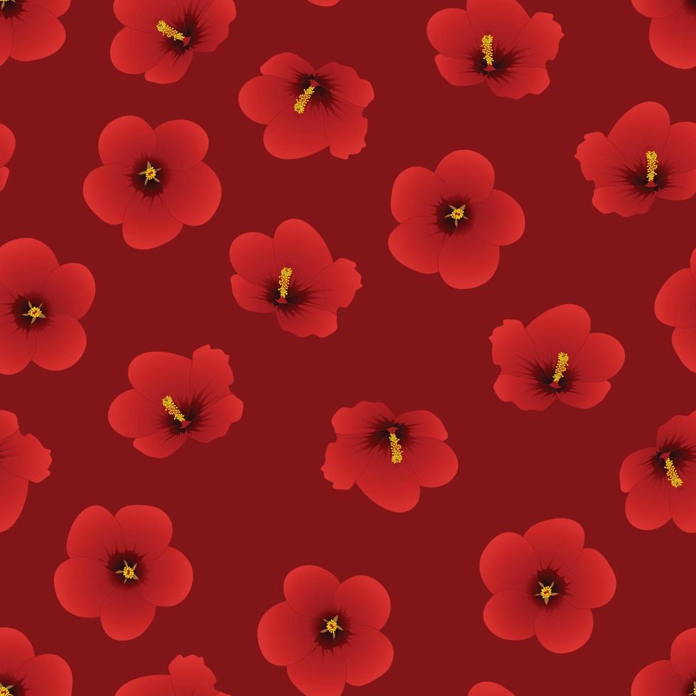 roter Hibiskus syriacus - Rose von Sharon auf rotem Hintergrund vektor