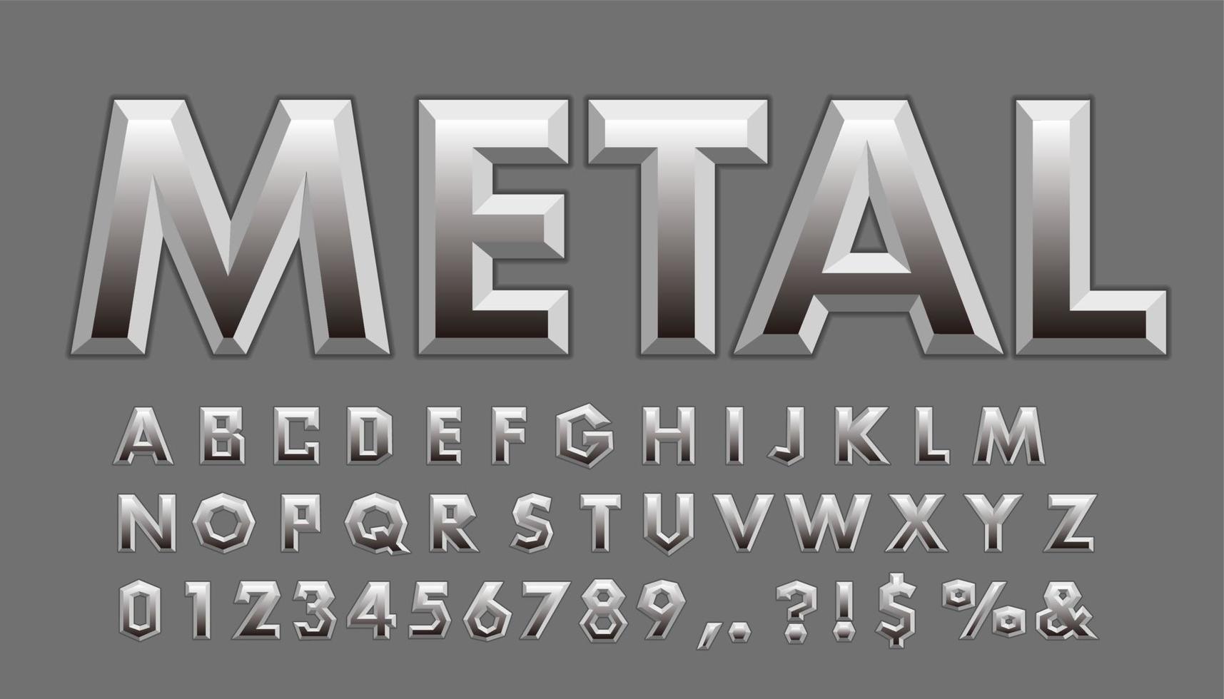 Satz von Metallbuchstaben. Typografie design.eps10 Vektor. vektor