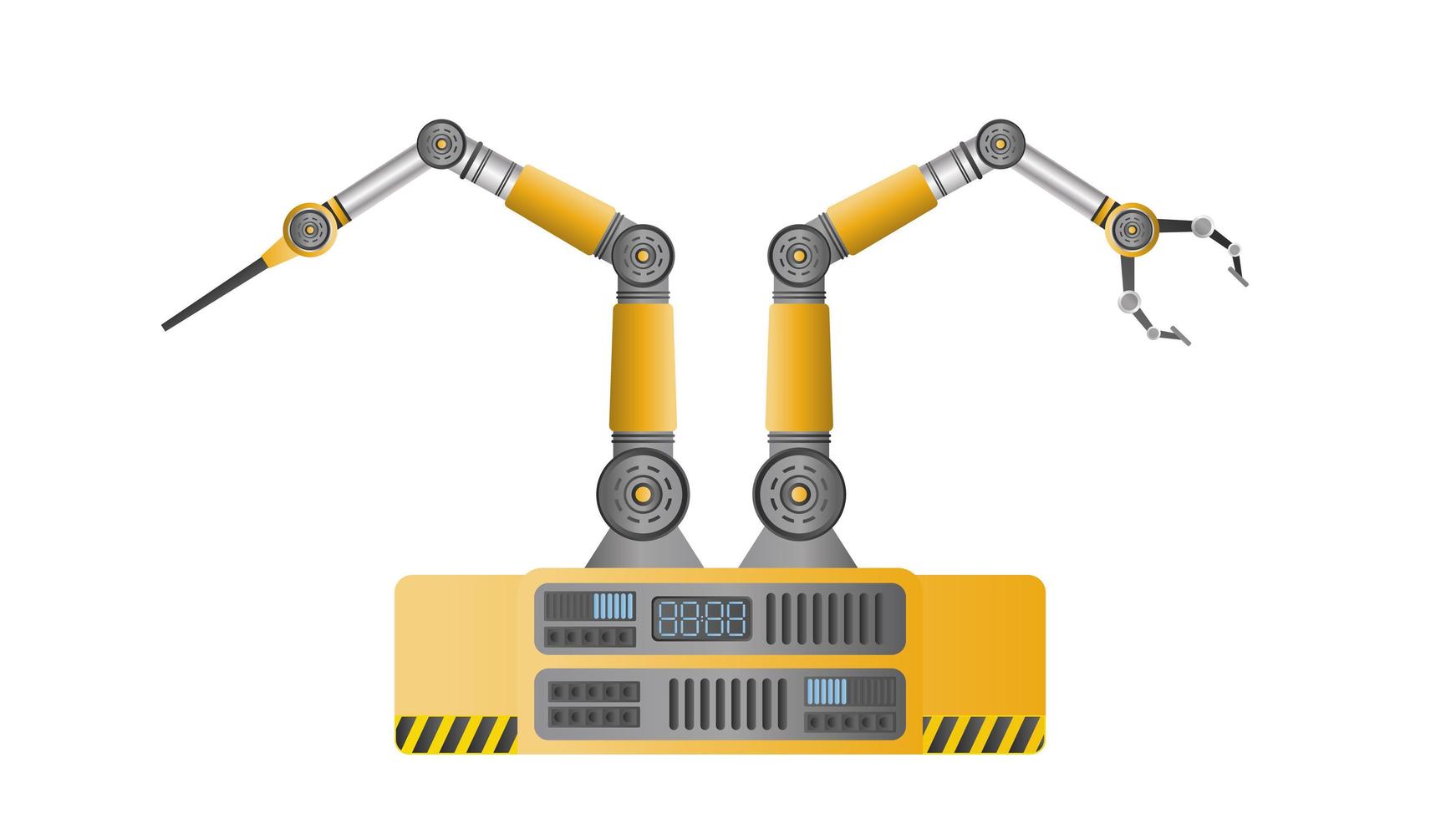 automatisk produktionslinje för transportörer full med robotmanipulatorer. automatisk drift. industriell robotmanipulator. modern industriell teknik. apparater för tillverkningsanläggningar. isolerad, vektor