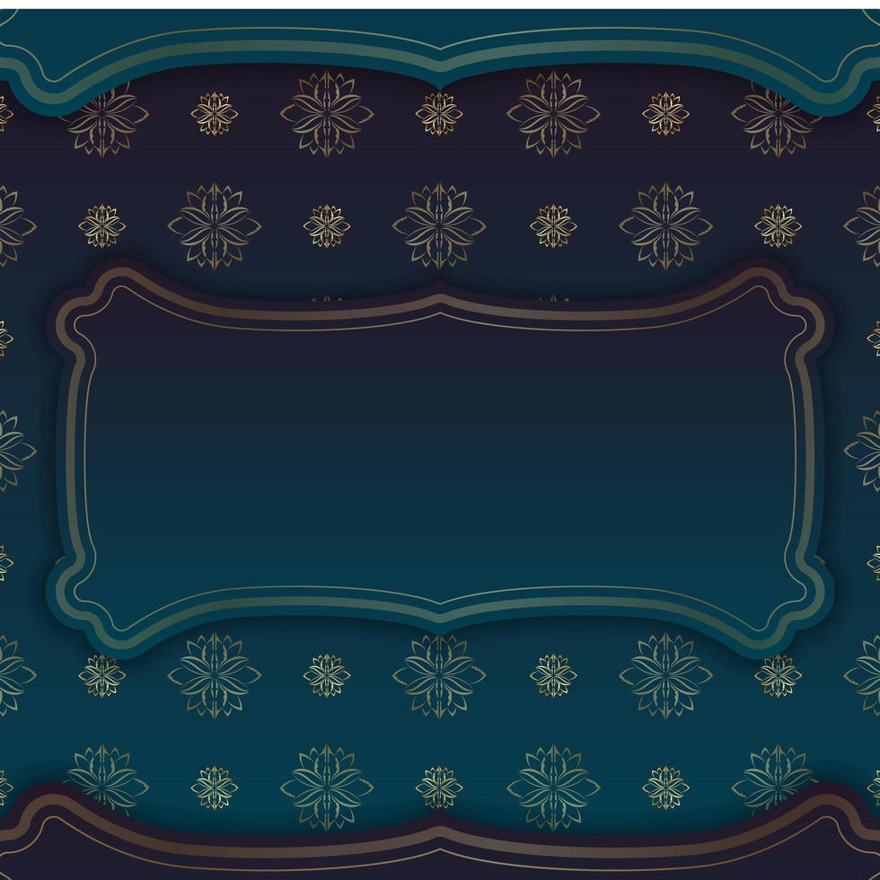 blauer Hintergrund mit Farbverlauf mit indischem Goldmuster für Logo-Design vektor