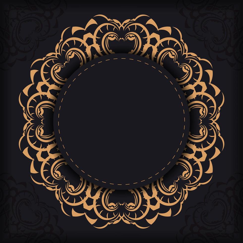 schwarzes Luxuspostkartendesign mit Vintage-indischem Mandala-Ornament. kann als Hintergrund und Tapete verwendet werden. elegante und klassische vektorelemente bereit für druck und typografie. vektor