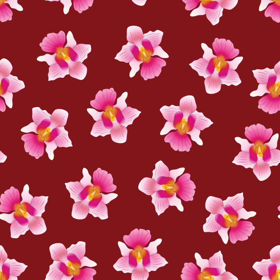 rosa vanda miss joaquim orkidé på röd bakgrund vektor