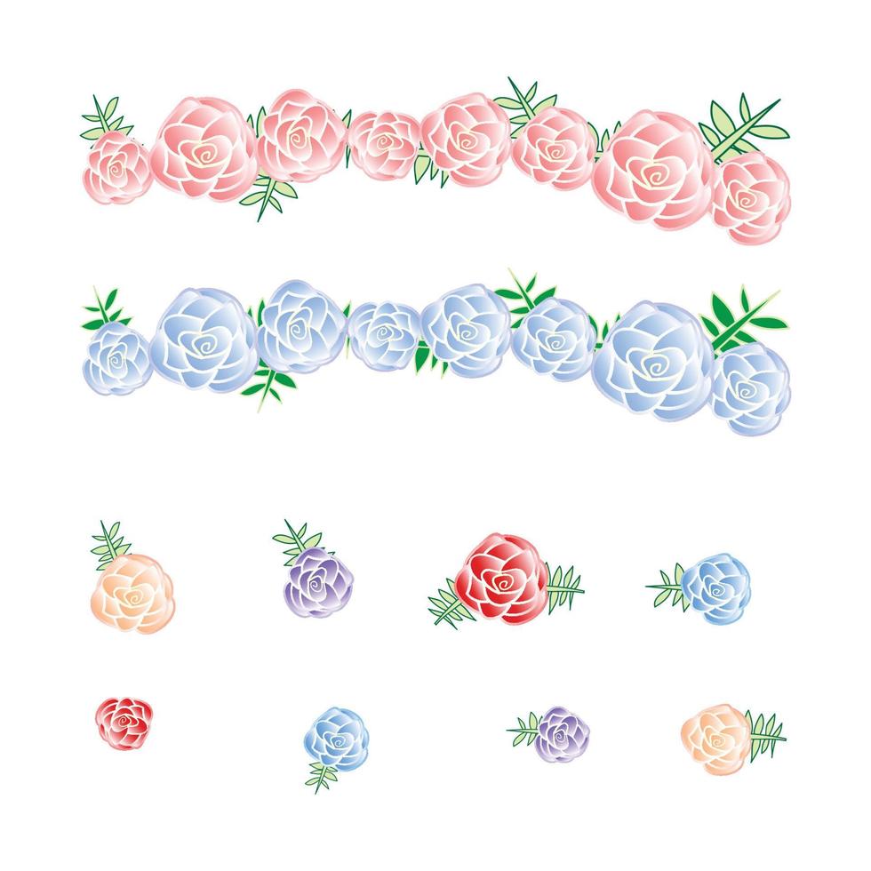 Krone rosa und blaue Rosenblume, Diadem. Kopf Kranz. Blume Heiligenschein. Dekoration. Stirnband. Blumenstirnband. vektor