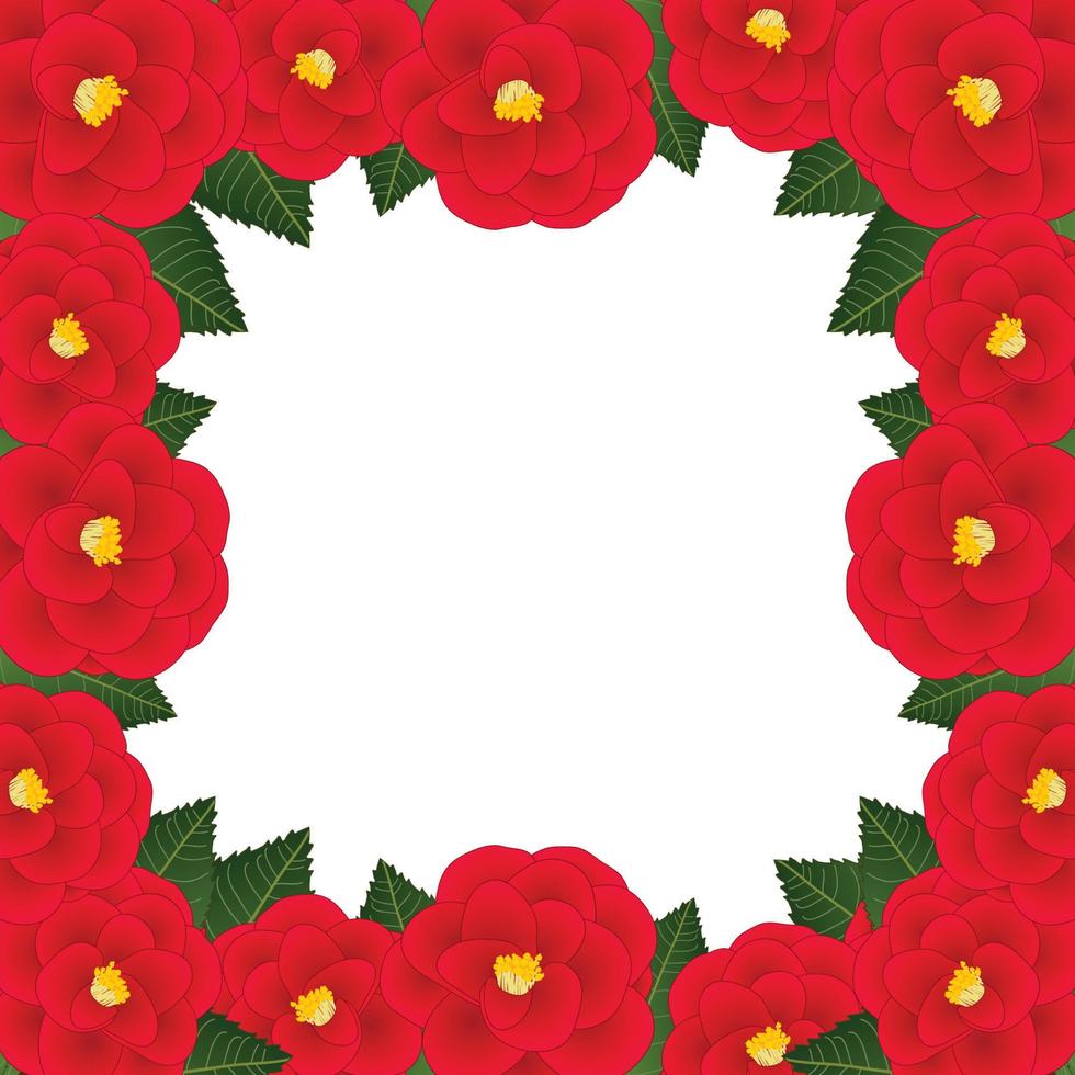 rote Kamelie Blumenrahmen border.vector Illustration. vektor