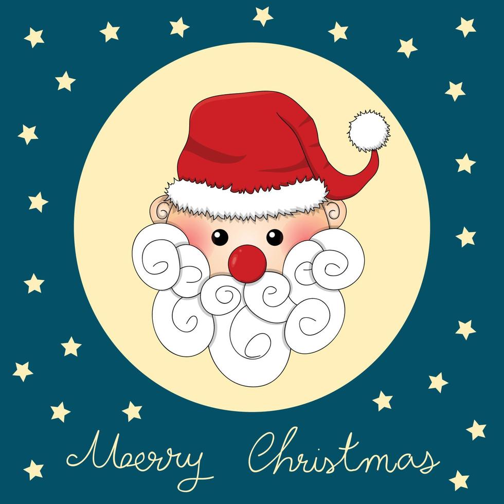 Weihnachtsmann auf indigoblauer Weihnachtsgrußkarte vektor