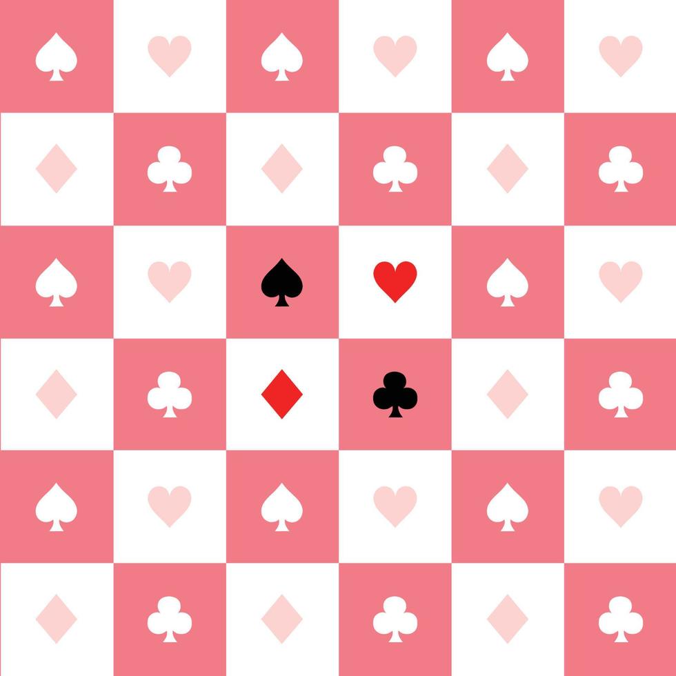 Karte passt zu rosa weißem Schachbretthintergrund vektor