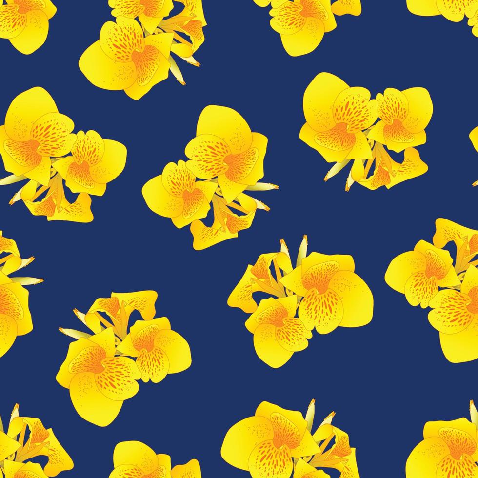 gelbe Canna-Lilie auf marineblauem Hintergrund vektor