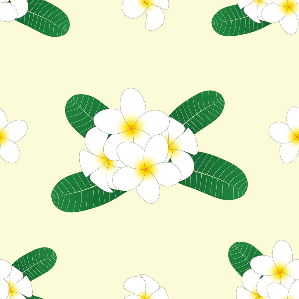 vit plumeria, frangipani på elfenben beige bakgrund. vektor illustration