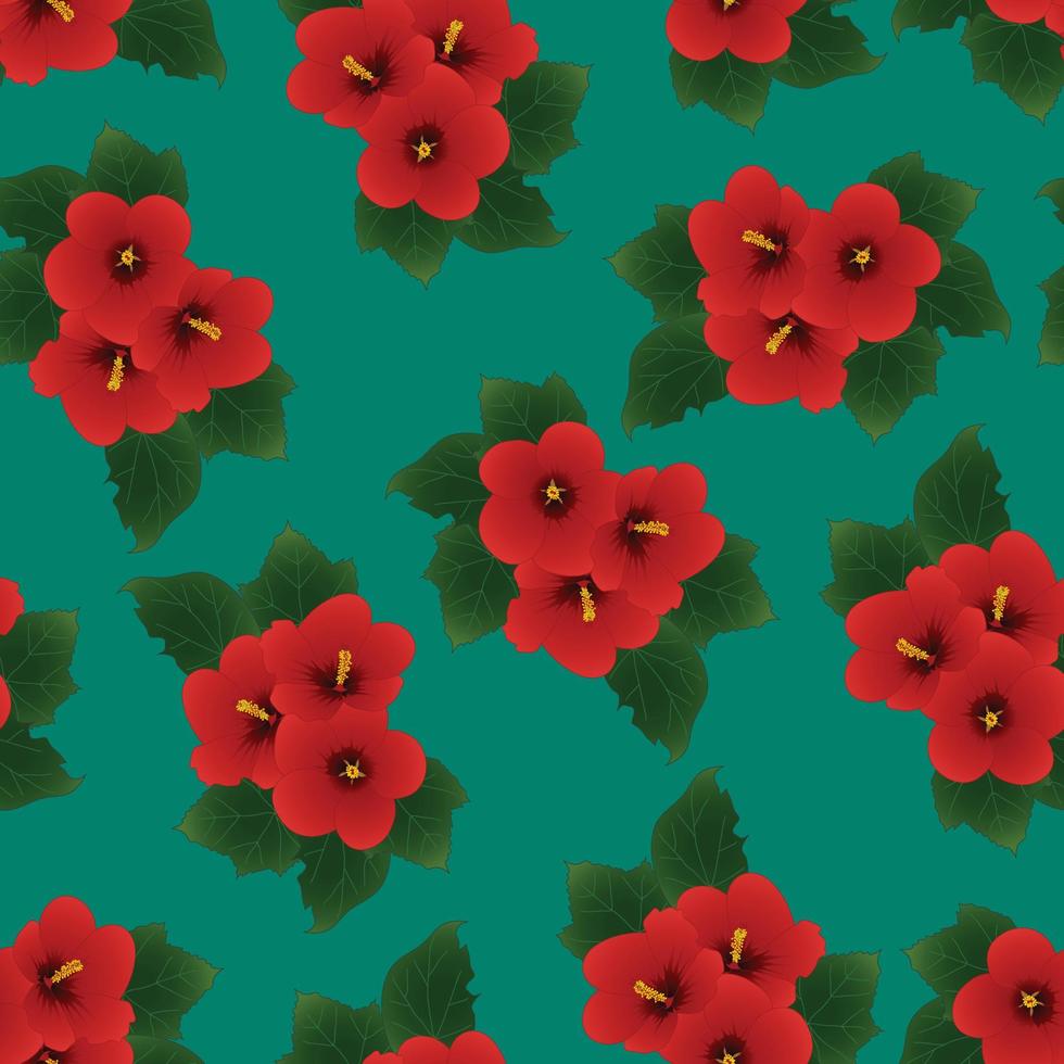 roter Hibiskus syriacus - Rose von Sharon auf grünem Hintergrund vektor