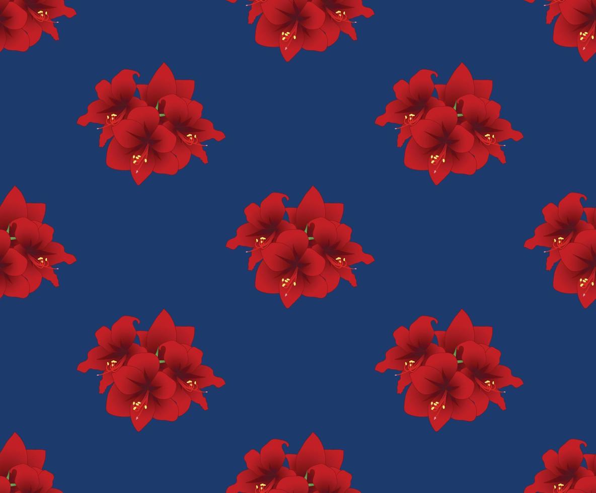 röd amaryllis på indigo blå bakgrund vektor