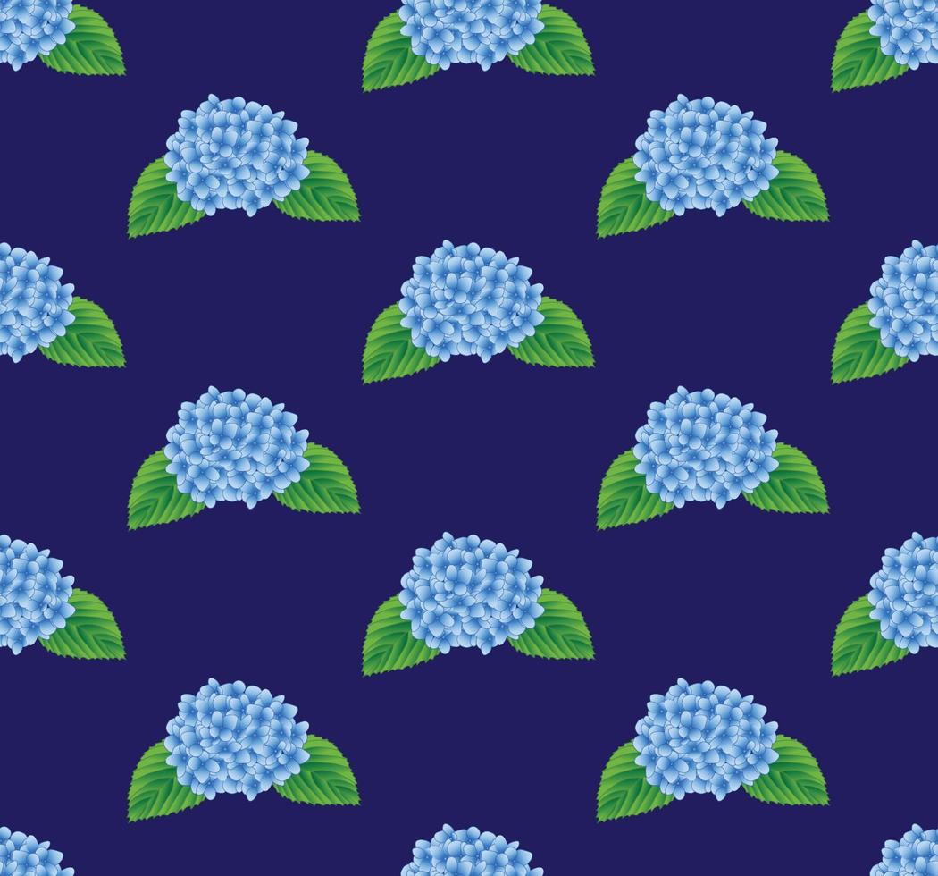 blaue Hortensienblume nahtlos auf Marinehintergrund vektor
