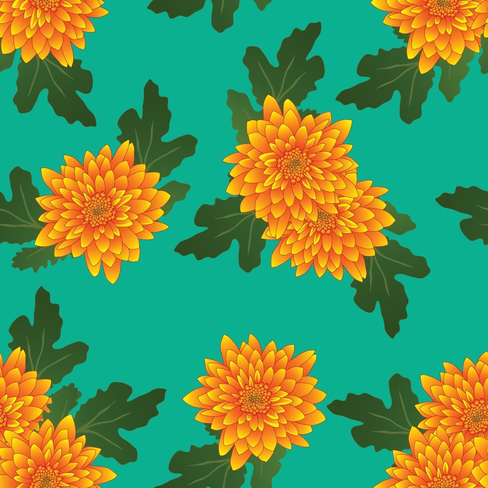 gelbe Chrysantheme auf grünblauem Hintergrund. Vektor-Illustration vektor