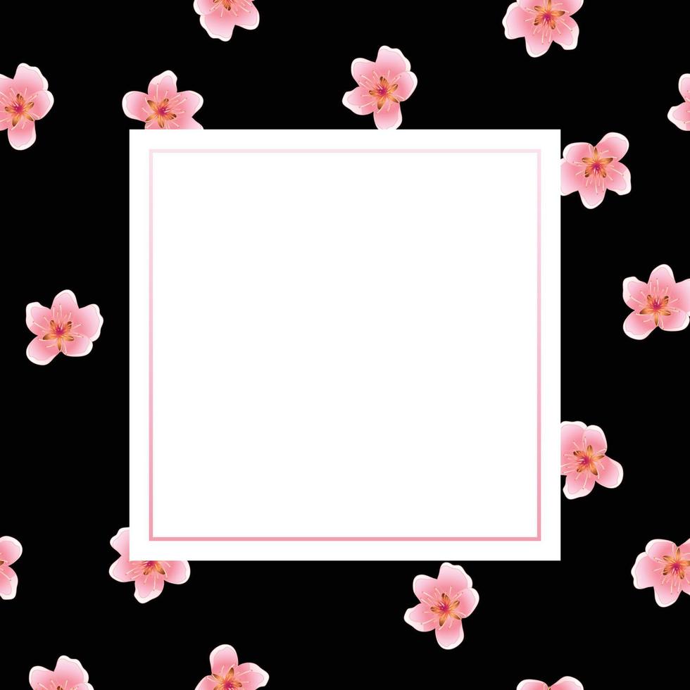 Pfirsichblütenbanner auf schwarzem Hintergrund vektor