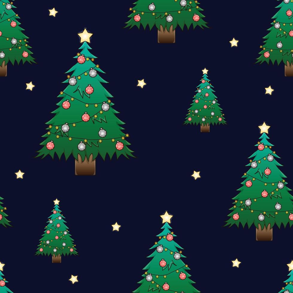 Weihnachtsbaum mit Stern auf dunkelblauem Hintergrund vektor