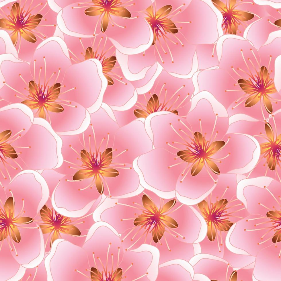 Pfirsichblüte nahtlose Textur Hintergrund vektor
