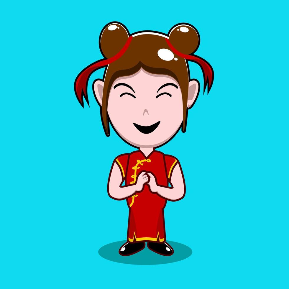 den kinesiska flickan seriefigur enda vektor