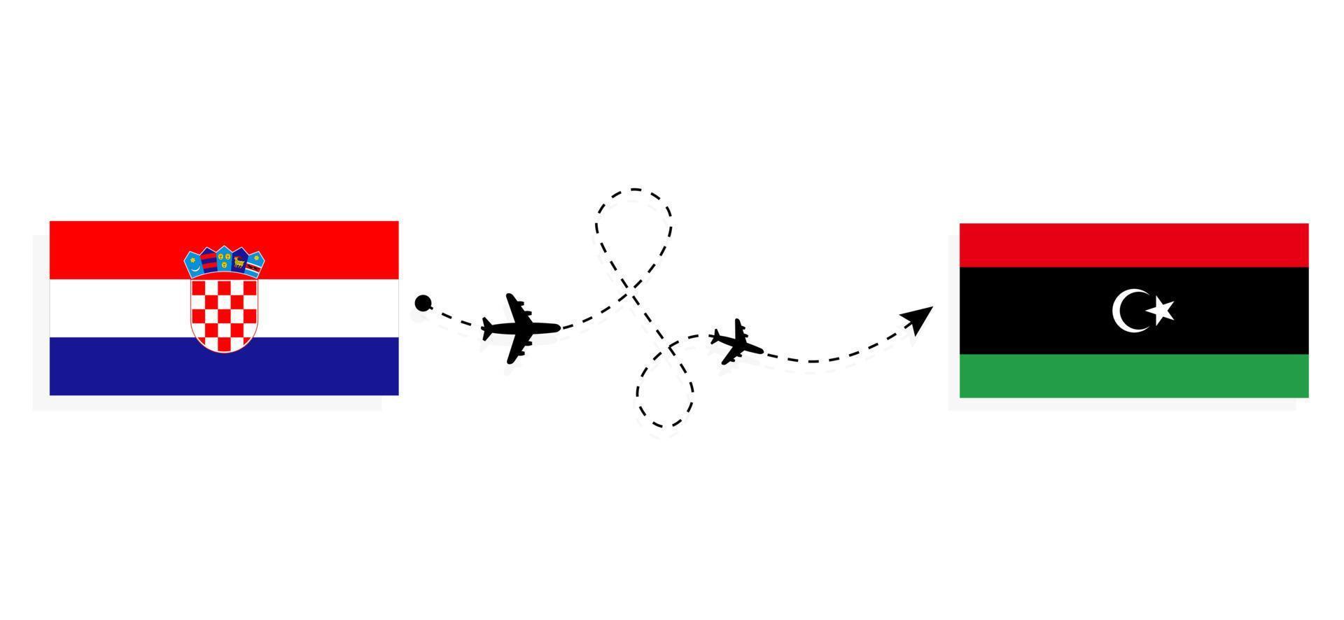 flyg och resor från Kroatien till Libyen med resekoncept för passagerarflygplan vektor