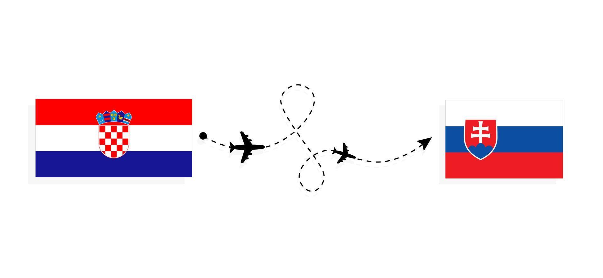 flyg och resor från Kroatien till Slovakien med passagerarflygplan vektor