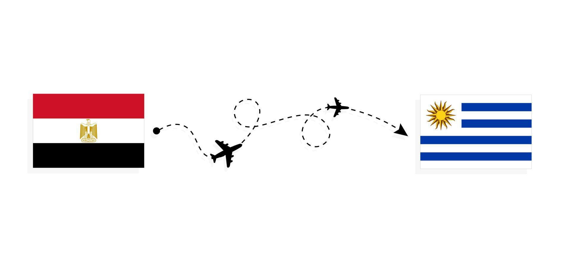 flyg och resor från Egypten till uruguay med resekoncept för passagerarflygplan vektor