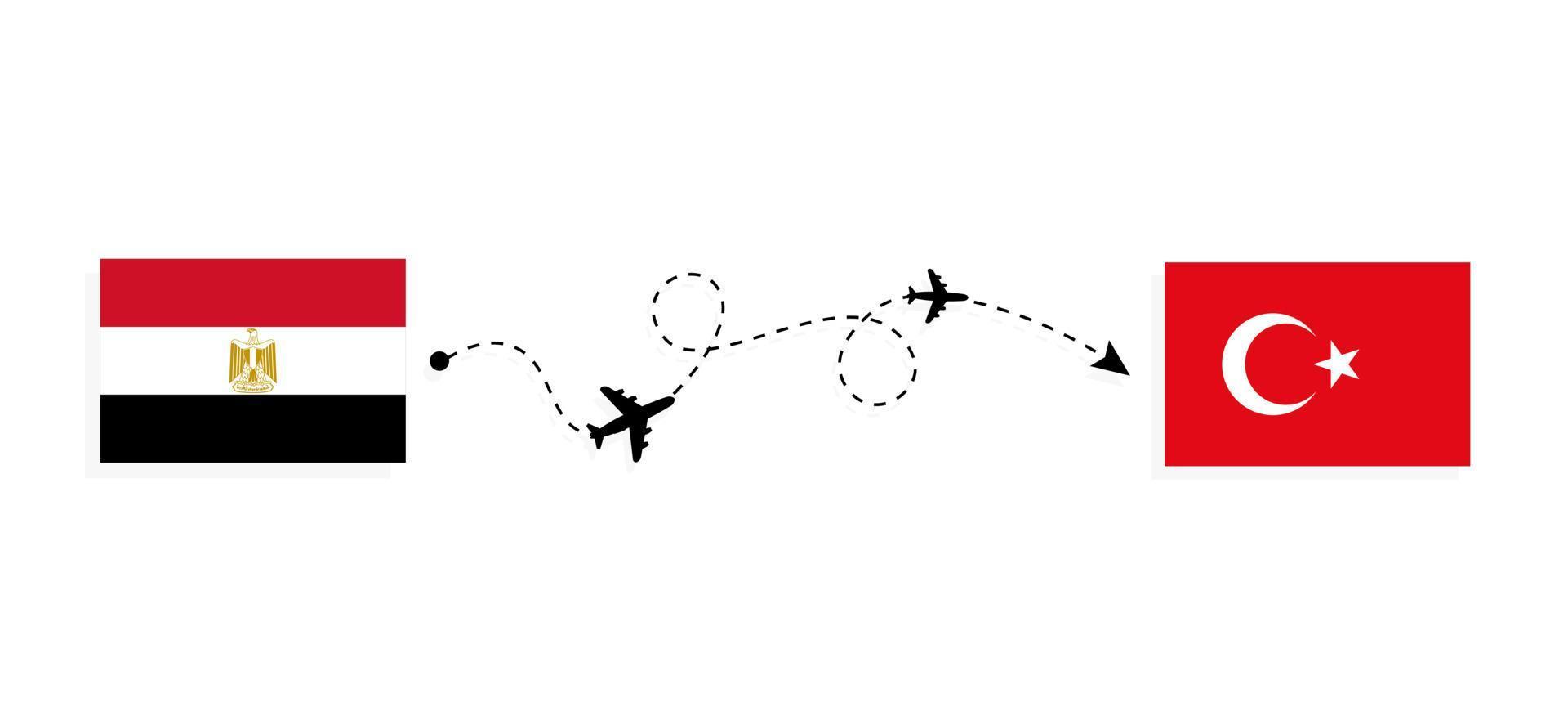 flyg och resor från Egypten till Turkiet med resekoncept för passagerarflygplan vektor