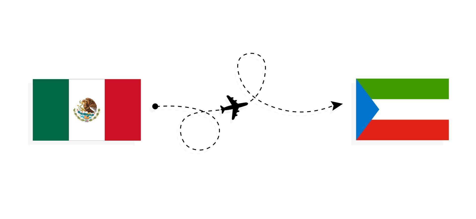 flyg och resor från Mexiko till Ekvatorialguinea med passagerarflygplan vektor