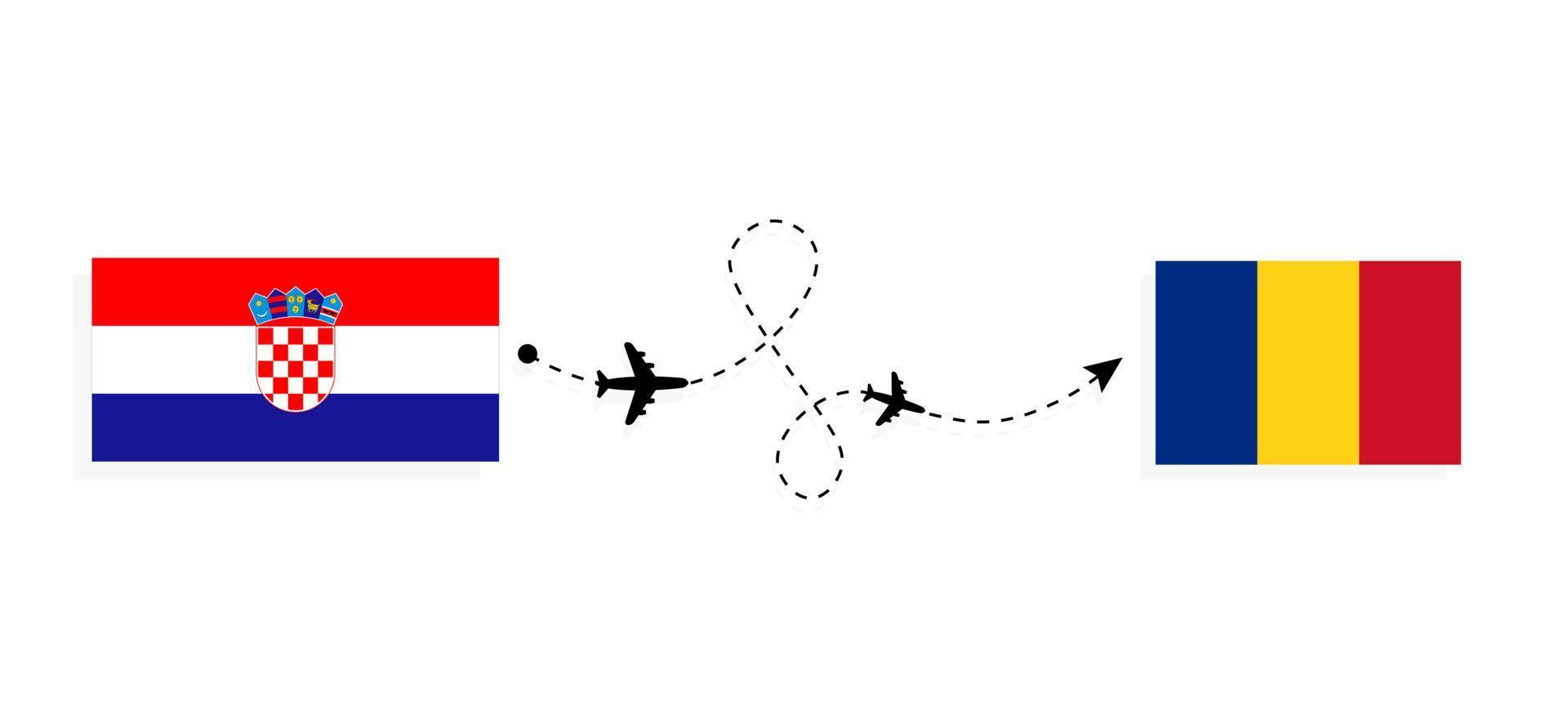 flyg och resor från Kroatien till Rumänien med passagerarflygplan vektor