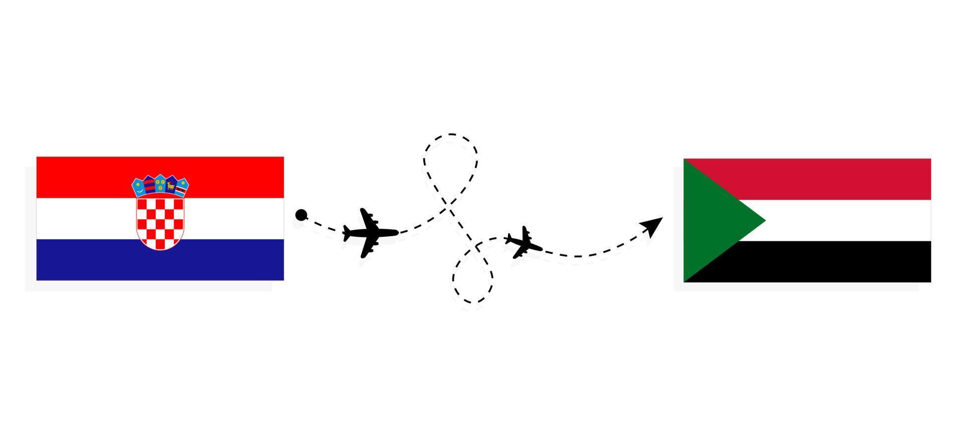 flyg och resor från Kroatien till Sudan med passagerarflygplan vektor