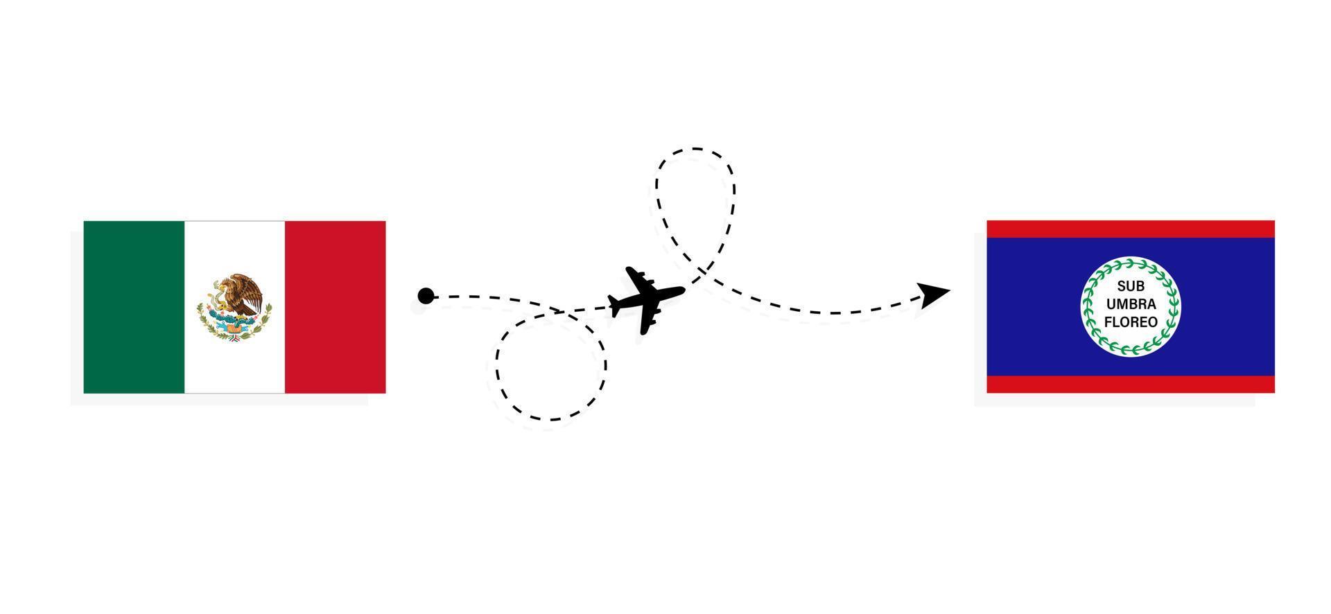 flyg och resor från Mexiko till belize med passagerarflygplan vektor