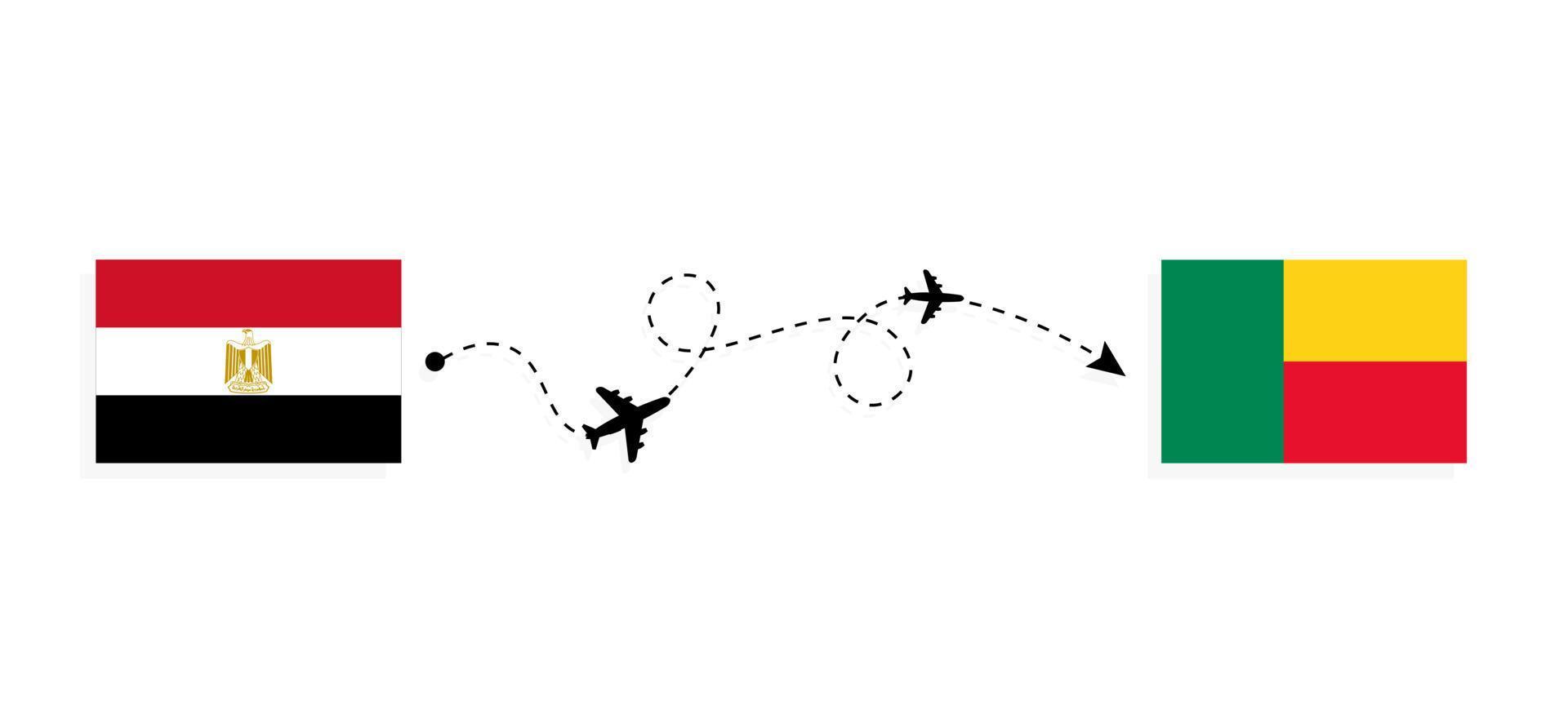 Flug und Reise von Ägypten nach Benin mit dem Reisekonzept für Passagierflugzeuge vektor