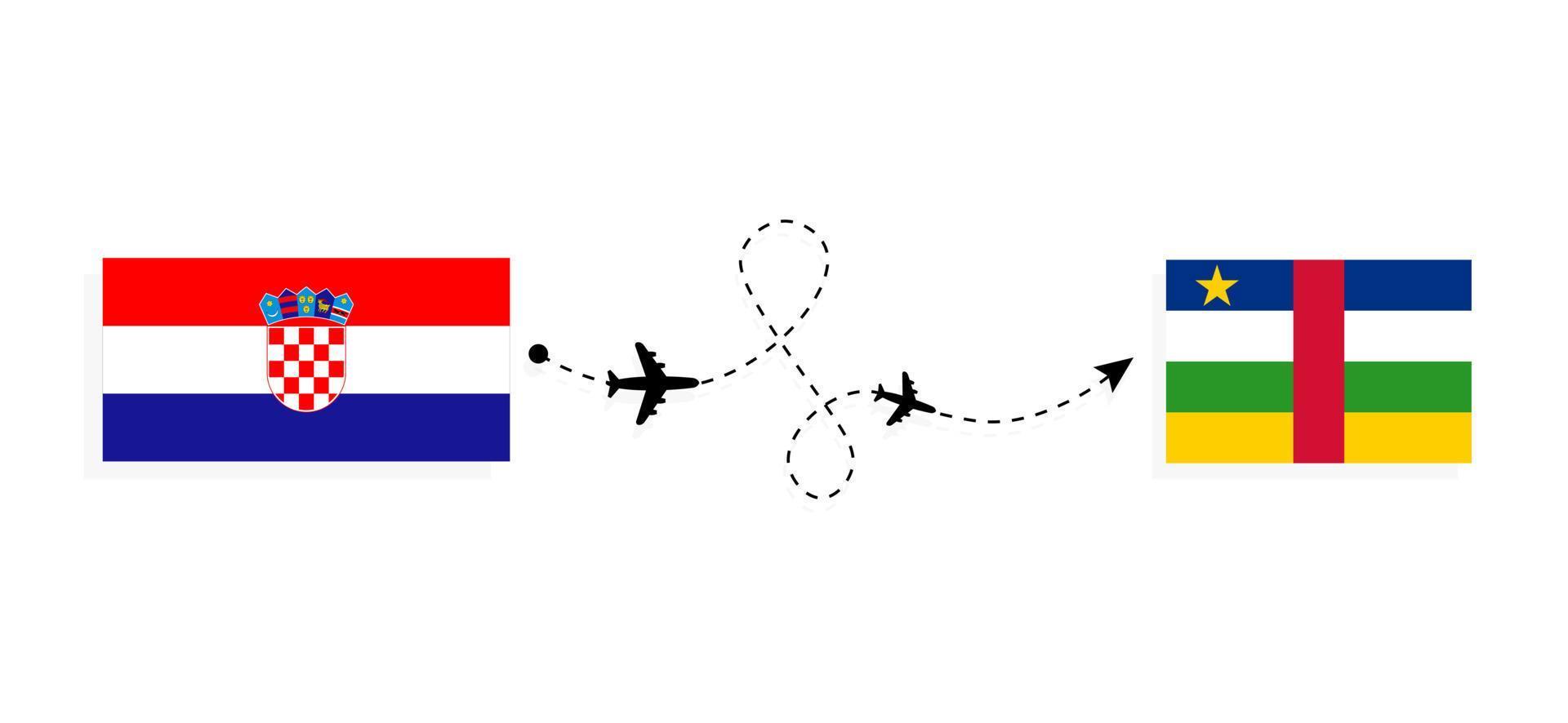 flyg och resor från Kroatien till Centralafrikanska republiken med resekoncept för passagerarflyg vektor