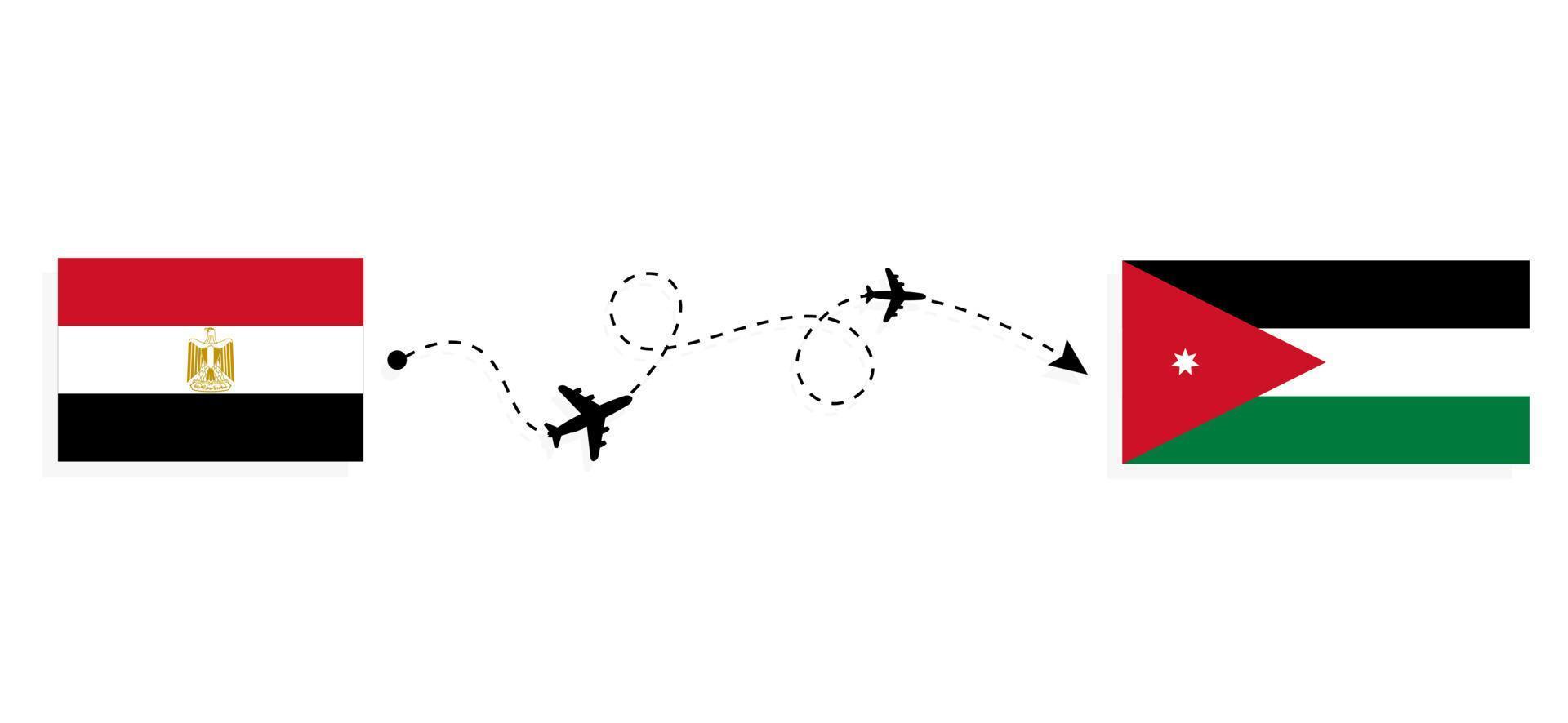 Flug und Reise von Ägypten nach Jordanien mit dem Reisekonzept für Passagierflugzeuge vektor