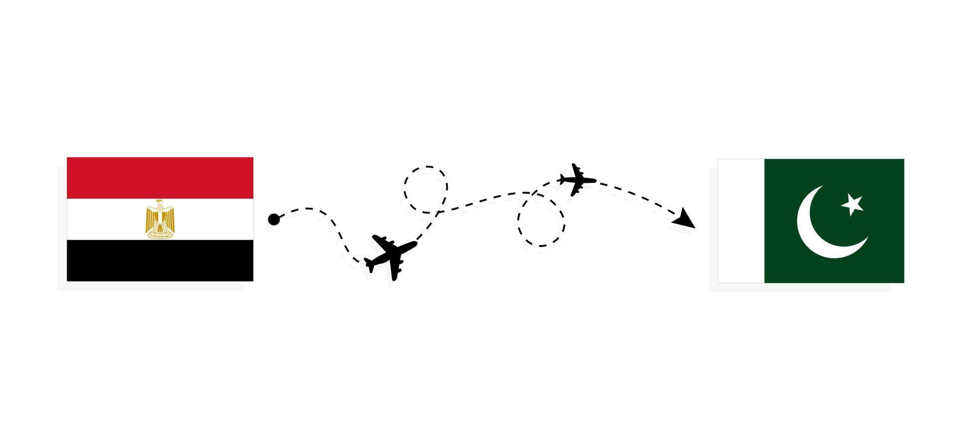flyg och resor från Egypten till Pakistan med resekoncept för passagerarflygplan vektor