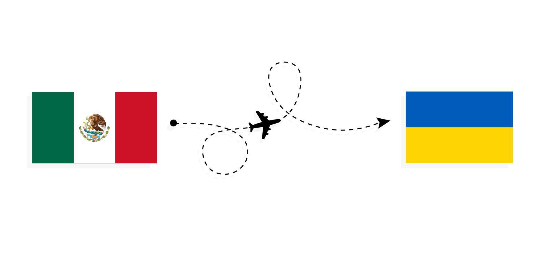 flyg och resor från Mexiko till Ukraina med resekoncept för passagerarflygplan vektor