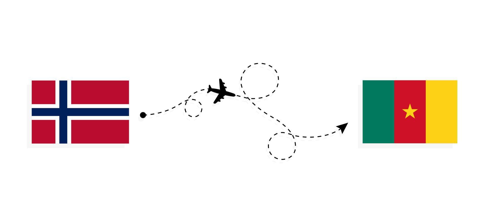 flyg och resor från norge till kamerun med passagerarflygplan resekoncept vektor