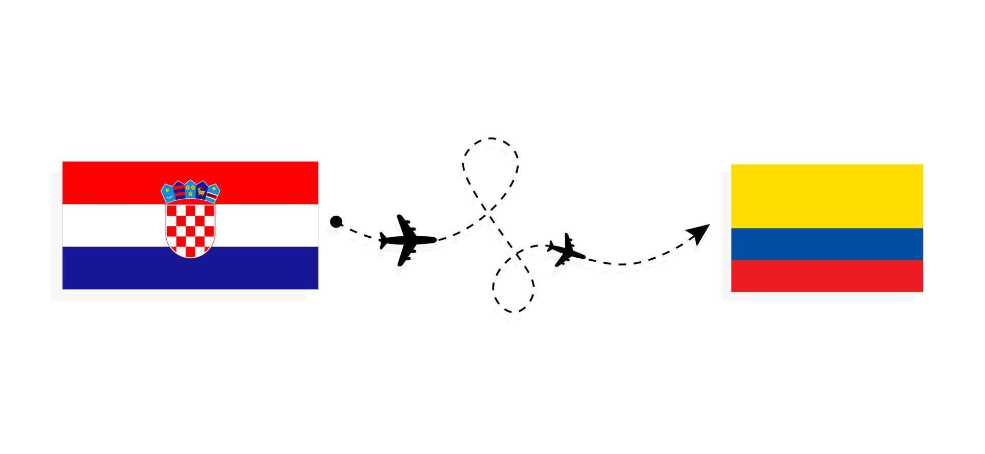 Flug und Reise von Kroatien nach Ecuador mit dem Reisekonzept für Passagierflugzeuge vektor