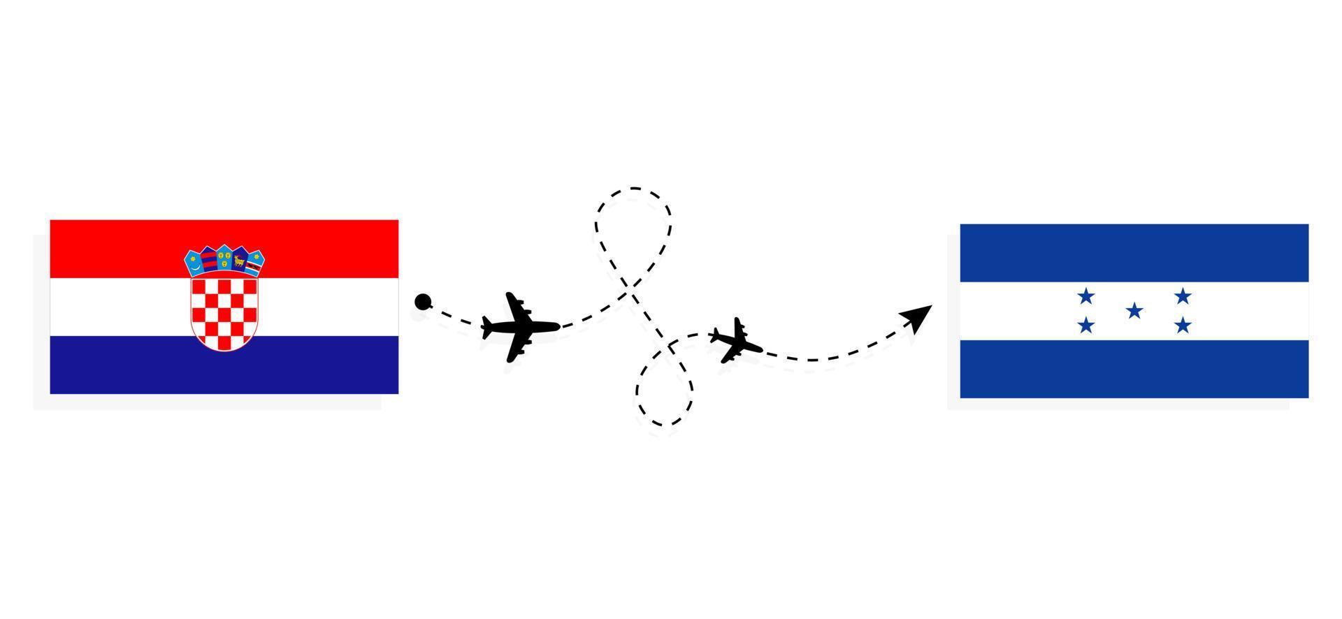 Flug und Reise von Kroatien nach Honduras mit dem Reisekonzept für Passagierflugzeuge vektor