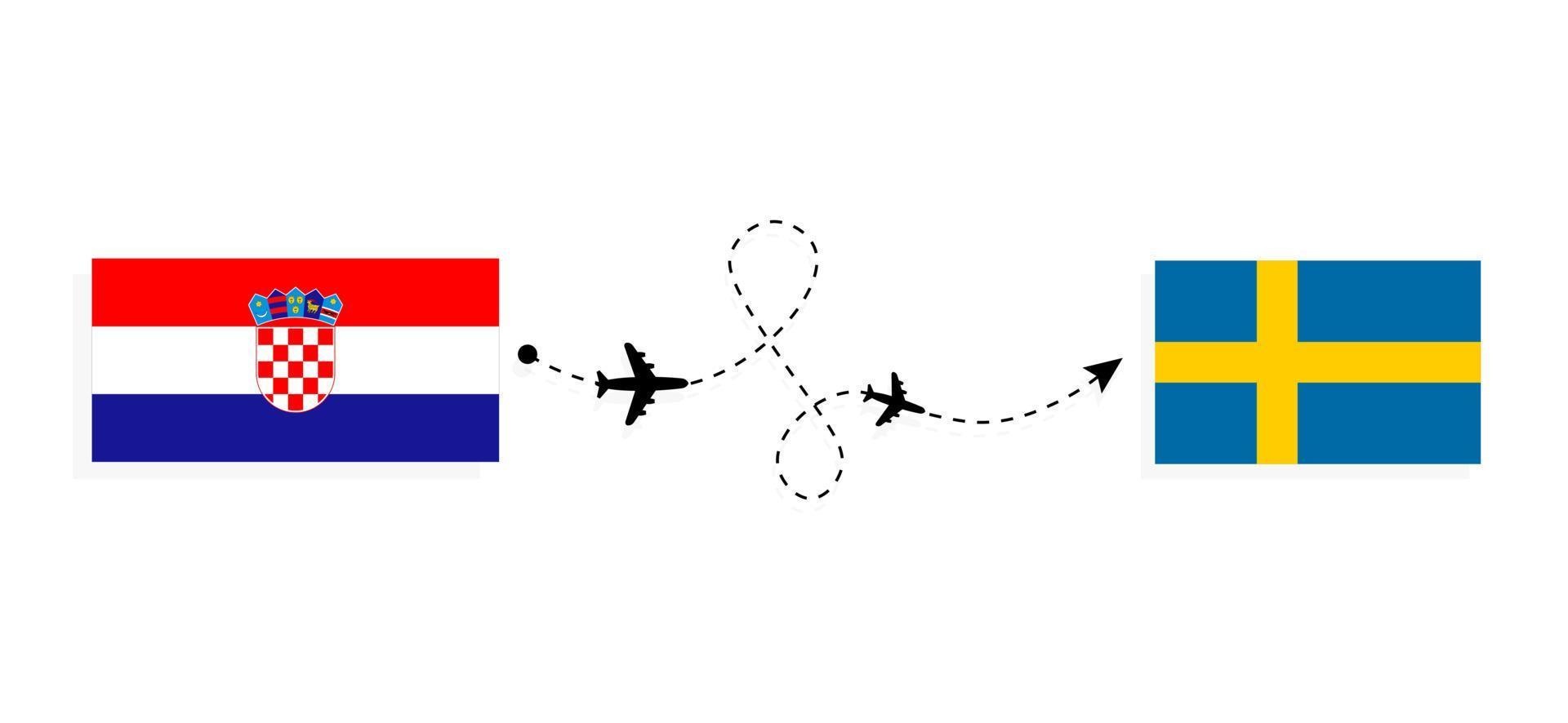 flyg och resor från kroatien till sverige med passagerarflygplan resekoncept vektor