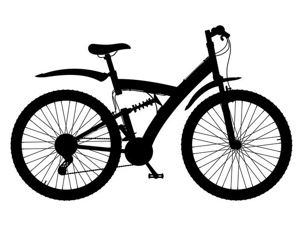 Sportfahrräder mit der schwarzen Schattenbild-Vektorillustration des hinteren Stoßdämpfers vektor