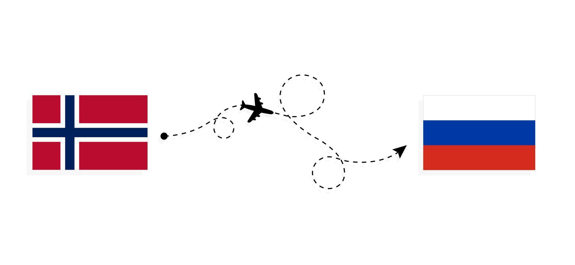 flyg och resor från norge till ryssland med passagerarflygplan resekoncept vektor