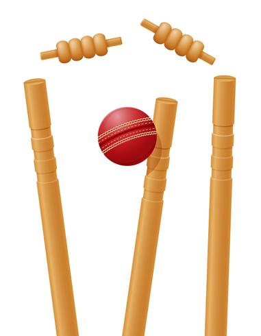 Kricketball in der Wicket-Vektor-Illustration gefangen vektor