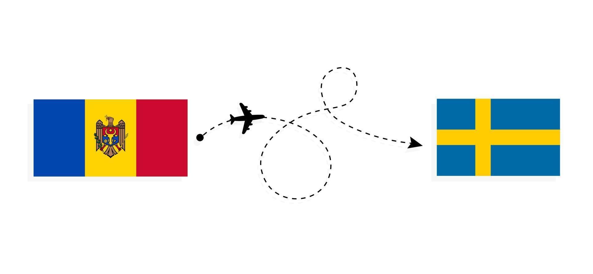 Flug und Reise von Moldawien nach Schweden mit dem Reisekonzept für Passagierflugzeuge vektor