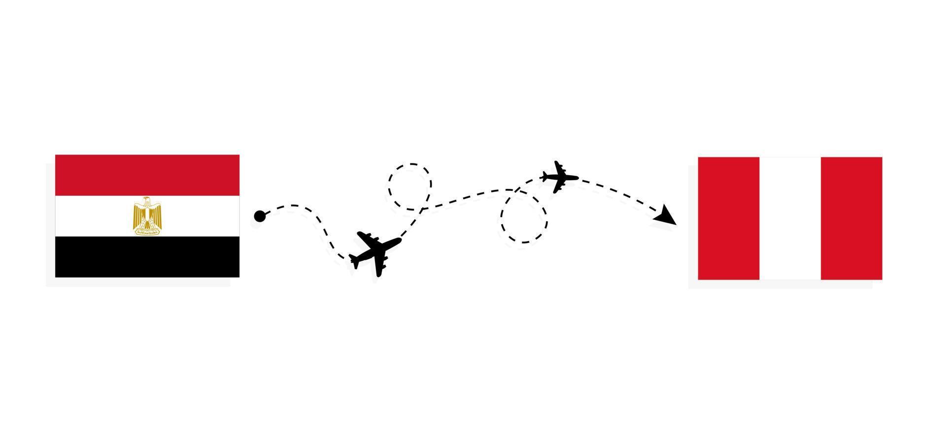 flyg och resor från Egypten till Peru med passagerarflygplan vektor
