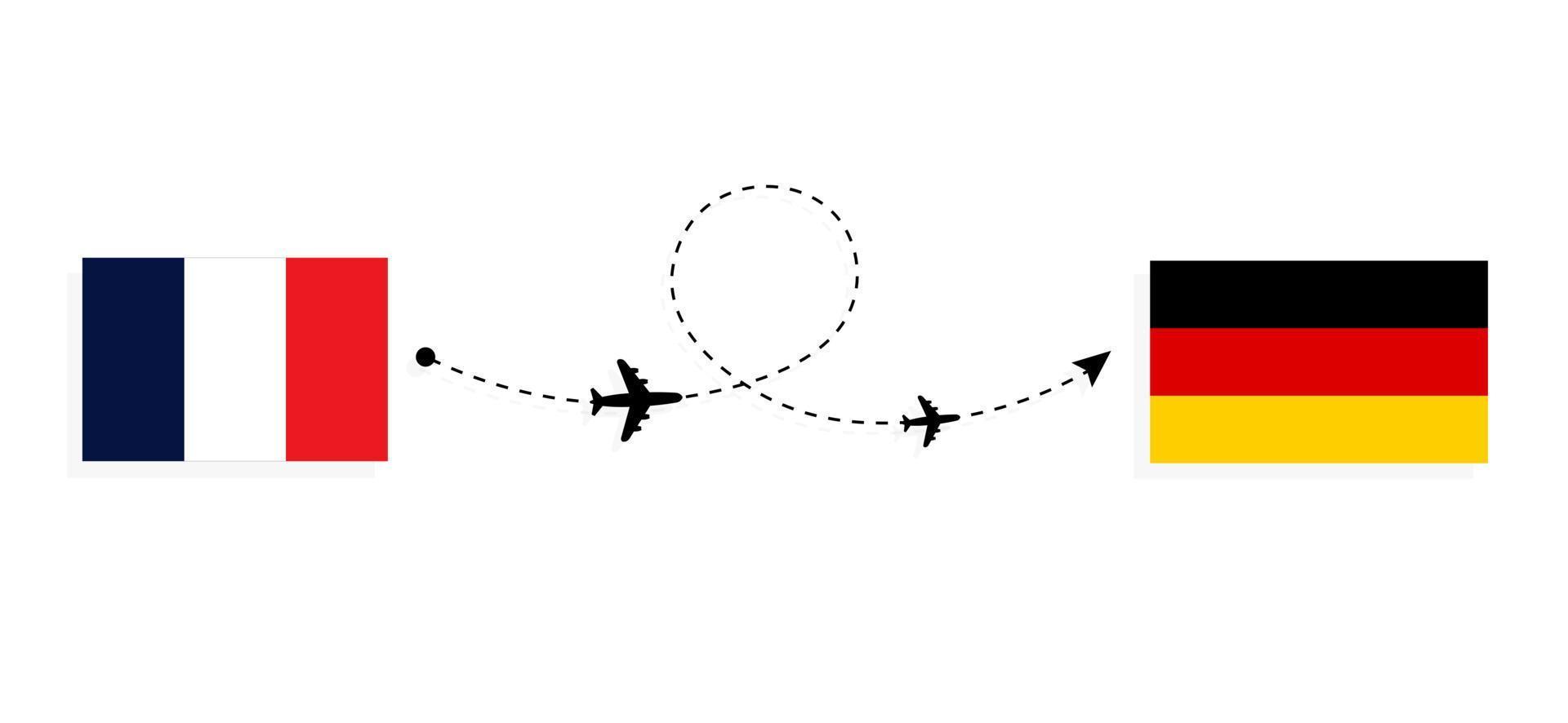 flyg och resor från Frankrike till Tyskland med passagerarflygplan vektor