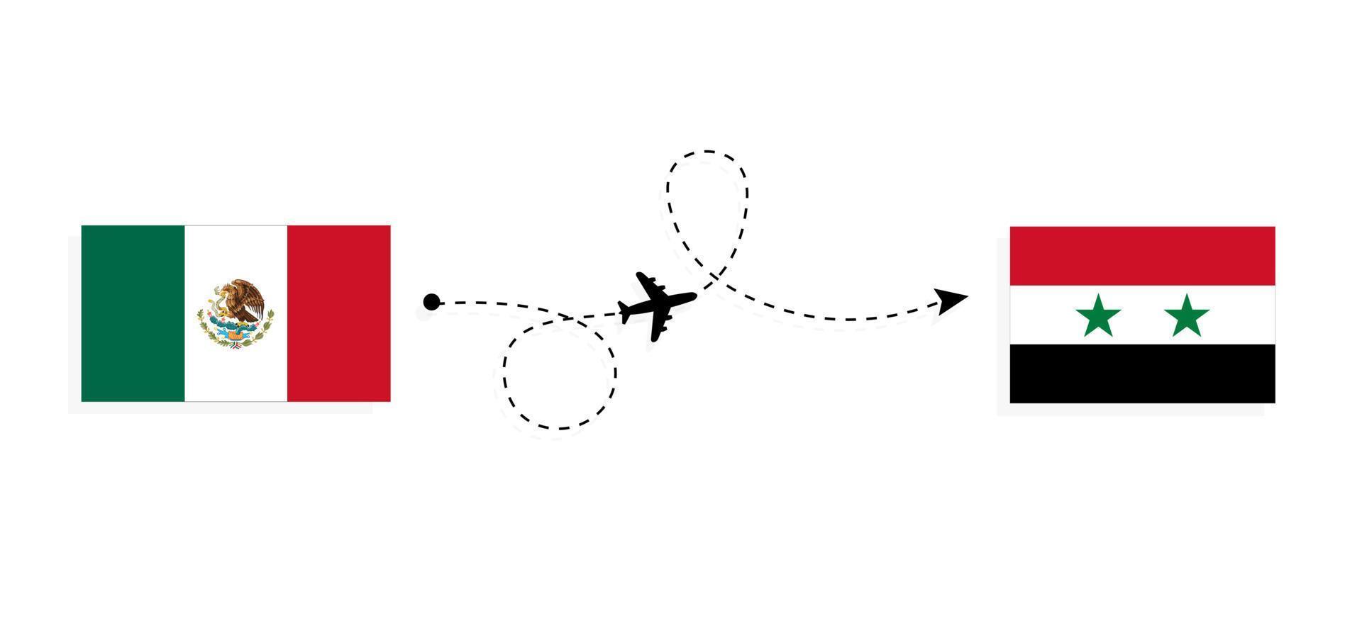 flyg och resor från Mexiko till Syrien med resekoncept för passagerarflygplan vektor